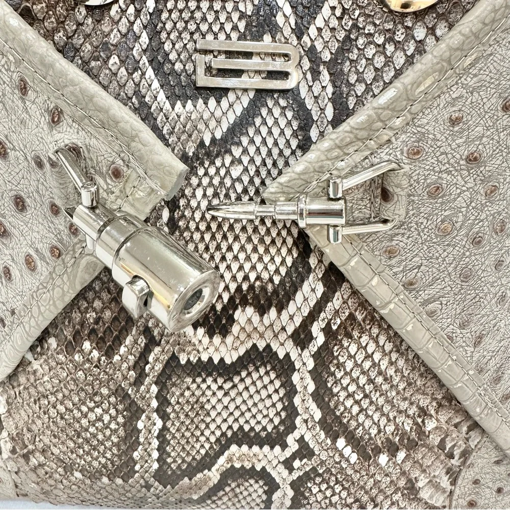 BSWANKY Sophie Python Convertible Backpack/Purse Gray w/silver accents_Like New - Picture 8 of 13